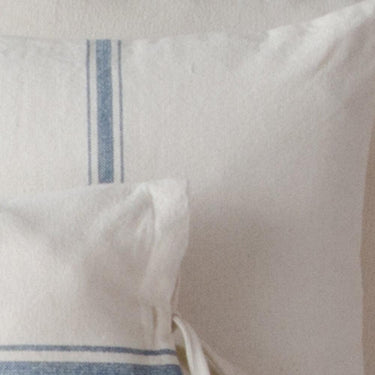 Colonial Blue Cream Grain Sack Stripe Lumbar Pillow Cover LC165014 - The Fox Decor